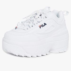 Fila Disruptor II Wedge Sneaker, White, Women’s 6. NWOT (no tags but new/unused)